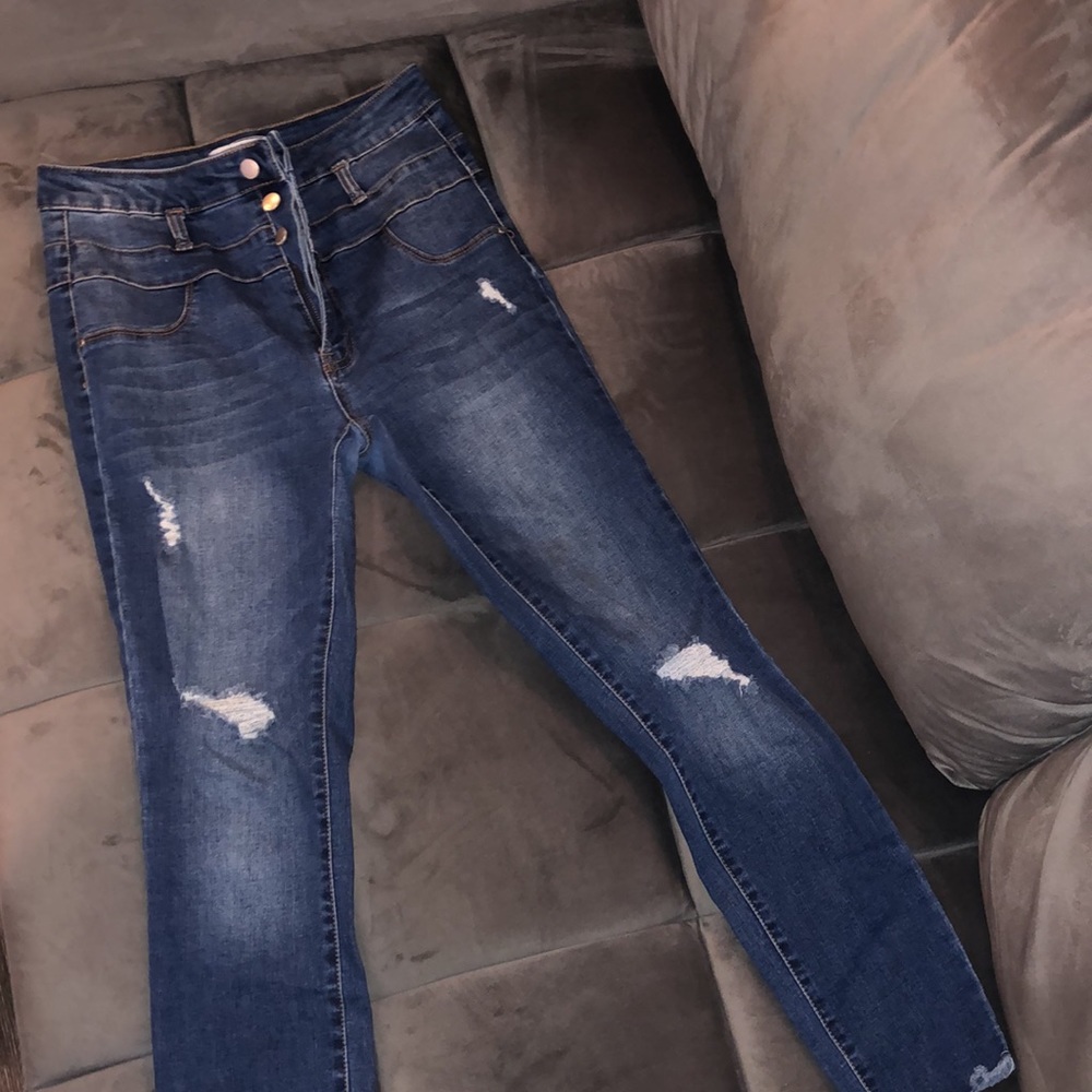 Blue High Waisted Skinny Jeans